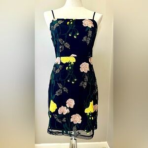 Lulus Rue black floral embroidered sequin bodycon mini dress